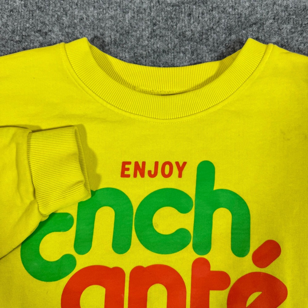 Enchante Graphic Sweatshirt Streetwear Mens XL Yellow 100% Cotton Bright GUC